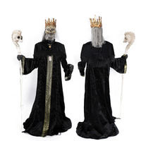 Halloween Vampire Roi Reine Animé Statue Son Activé Électrique Décor pour Bar Maison Hantée Salle D'évasion Gothique Fête