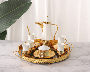 Set di tazze da tè pomeridiane in porcellana squisita europea di lusso in ceramica dorata tazza da caffè e piattino regalo - Product Image 3