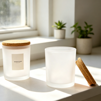 Daize - Bougie aromatique classique en verre transparent givré blanc avec couvercle et modèle de personnalisation MHC-001