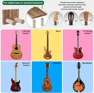 Support mural en bois pour guitare, porte-guitare en bois dur, support mural pour instruments de musique - Product Image 6