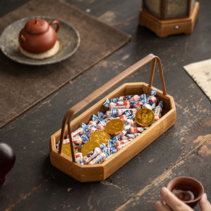 Bamboo Serving <b>Tray</b> Set With Handle Rectangular Octagonal For <b>Snacks</b> Fruit Tea Storage Desktop Decoration - Product Image 4