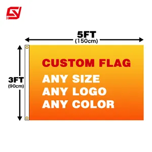 100D Polyester Flying Customized Logo Printing 3*5ft Custom Flags banner customized flags puerto rico