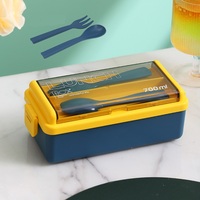 Boîte à lunch en plastique de grande capacité, utilisable au micro-ondes, style japonais, double couche, récipient alimentaire