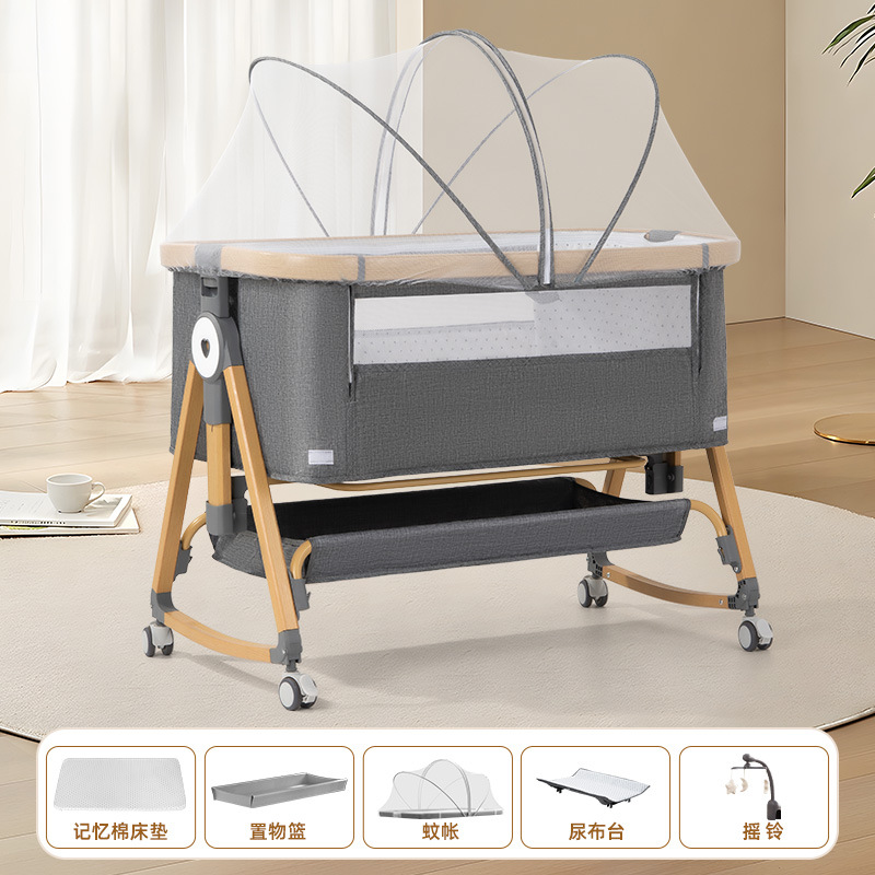 Base per materasso in lega di alluminio con finitura effetto legno grigio opaco e protezione anti-zanzare