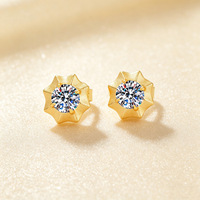 Anting-anting stud moissanite mewah berlapis emas perak sterling S925, setting cakar, bentuk bunga matte untuk wanita, perhiasan halus