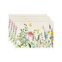 Sets de table en lin à motifs floraux personnalisés pour la table à manger à la maison au printemps et en été, résistants à la chaleur, décoratifs