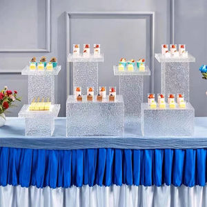 Grosir akrilik Display berdiri prasmanan akrilik peninggi makanan kubus akrilik transparan tampilan persediaan Supermarket makanan penutup berdiri - Product Image 2