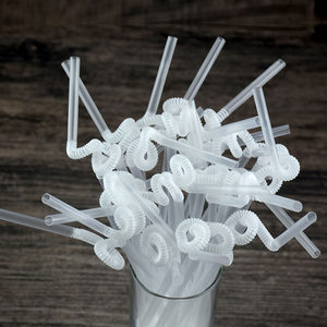 Pailles à boire jetables flexibles, pailles en plastique pour cocktails et jus, avec dessus bouclé, pour bars et fêtes, usage unique, en vrac - Product Image 3