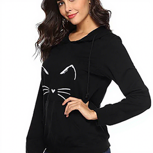 Sweat-shirt à capuche personnalisé pour femme, imprimé chat, en molleton de coton premium, décontracté, coupe oversize, pour l'automne - Product Image 4