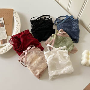 New <b>Romantic</b> Lace Sexy G-String Panties for Women Breathable Comfortable Low-Waist Briefs Nylon Material Plain Dyed - Product Image 4