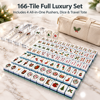 Jeu de Mahjong Américain de Noël, 166 tuiles, jeu de Mahjong de fête en acrylique à 3 couches avec chiffres arabes, jeu de table occidental