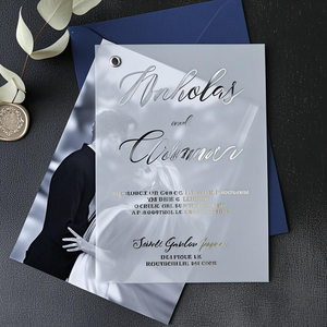 Invitaciones de boda de vitela elegantes con lámina de oro e imagen Invitación frustrada personalizada en oro Plata Oro rosa - Product Image 5