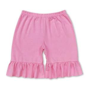Shorts d'été rose uni à volants pour bébés filles - Vente en gros - Product Image 4