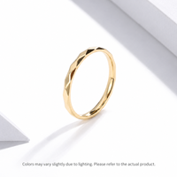 Bague en acier inoxydable à facettes géométriques, placage sous vide en or 14 carats