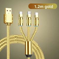 Cable USB de carga súper rápida de 120W 1 a 3, línea de datos tipo C 3 en 1 para teléfonos móviles, sala de estar de coche, compatible con Huawei