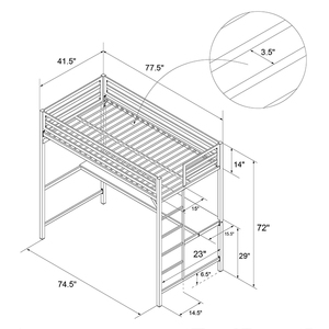 Confortevole Full Size Bianco Nero Per Adulti Loft Letto <span class=keywords><strong>A</strong></span> Castello Con Tavolo di Studio 1 Set - Product Image 6