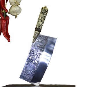 Manche en cuivre forgé à la main chinois évidé couteau à trancher tranchant en acier inoxydable coupe de viande couteau de chef couteau cadeau - Product Image 5