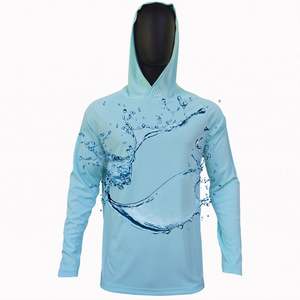 Chemise de pêche pour homme personnalisée, vert clair, 100% polyester, avec capuche, grande taille, respirante, imperméable, protection UV UPF 50, séchage rapide, avec logo - Product Image 1