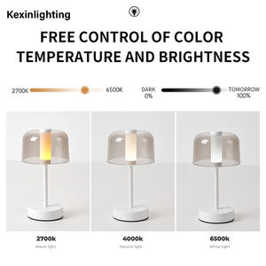 مصباح طاولة لاسلكي قابل لإعادة الشحن USB درجة حرارة قابلة للتعديل/سطوع مرن ظل أكريليك مقبض بسيط بطارية ليثيوم حديثة - Product Image 6