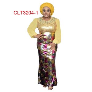 Robe de soirée longue noire ou <span class=keywords><strong>africaine</strong></span>, manches longues, paillettes, <span class=keywords><strong>tunique</strong></span> avec jupe, mode <span class=keywords><strong>femme</strong></span>, automne - Product Image 1