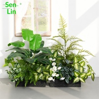 Jardinière autoportante décorative d'intérieur pour arrangement floral et plantes en pot, avec feuillage artificiel pour aménagement paysager et séparation d'espace