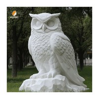 Vente chaude Décoration de jardin d'extérieur Statues de hiboux en pierre de marbre blanc Sculpture