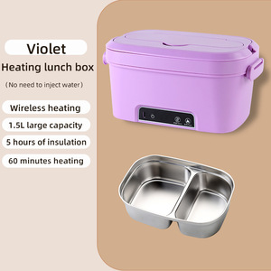 Cordless Self Heating Electric Rechargeable Food Warmer Lunch <b>Box</b> with Stainless Steel Lid Fast Heating & Portable - Product Image 4