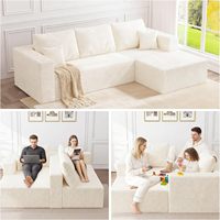 Canapé modulable en forme de L convertible, style nuage, avec chaise longue et assise profonde, sans assemblage, pour salon, appartement, villa - Vente en gros directe usine USA