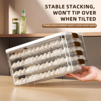 Boîte de rangement portable multi-couches pour raviolis, empilable, hermétique, organisateur de congélateur, conteneur alimentaire transparent avec dateur