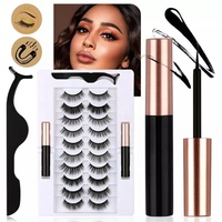 Cils magnétiques bruns réutilisables Offre Spéciale 15-25mm cils naturels avec applicateur de colle magnétique 6-10 ma propre marque en vison