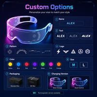 Lunettes LED Lumineuses Futuristes Décoratives en Acrylique Transparent 7 Couleurs pour Hommes et Femmes, Idéales pour les Festivals et Costumes de Rave