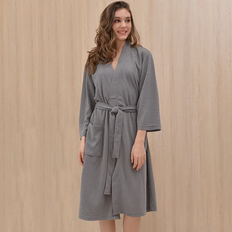 NANTEX – peignoir Long en coton gaufré pour femme, Kimono, Spa, hôtel, vente en gros