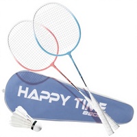 Raquette de badminton Coca en alliage de fer couleur macaron, ensemble de deux raquettes; Rigueur modérée, 2 pièces/paquet; pour adultes débutants