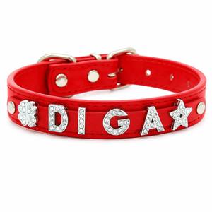 Elegant DIY Metal Diamond Alphabet Pet <b>Collar</b> Customizable Combine Pet Name Logo Removable Personalized <b>Dog</b> <b>Collar</b> Gift Choice - Product Image 1