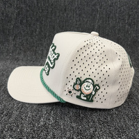 Casquette de baseball personnalisée pour homme à 5 panneaux avec logo PVC perforé, marqueur de balle de golf personnalisé découpé au laser, trous percés, casquette de sport imperméable