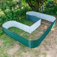 Huizhou vert géant 17 "de haut en forme de U Kit de lit de jardin surélevé ondulé modulaire en métal de grande taille