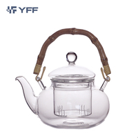 Théière avec filtre, carafe à eau en verre borosilicate, théière en verre avec infuseur, théière 950 ml/32 oz, bouilloire à thé pour cuisinière