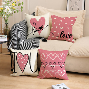 San Valentino coppia cuore <span class=keywords><strong>federe</strong></span> e Set di cuscini <span class=keywords><strong>con</strong></span> lettere rosse stampate nuovo lancio per l'arredamento della casa - Product Image 2