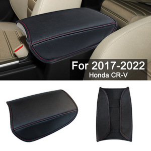 Funda de cuero para reposabrazos central para Honda CR-V 2017-2022, caja de almacenamiento con costuras rojas - Product Image 1