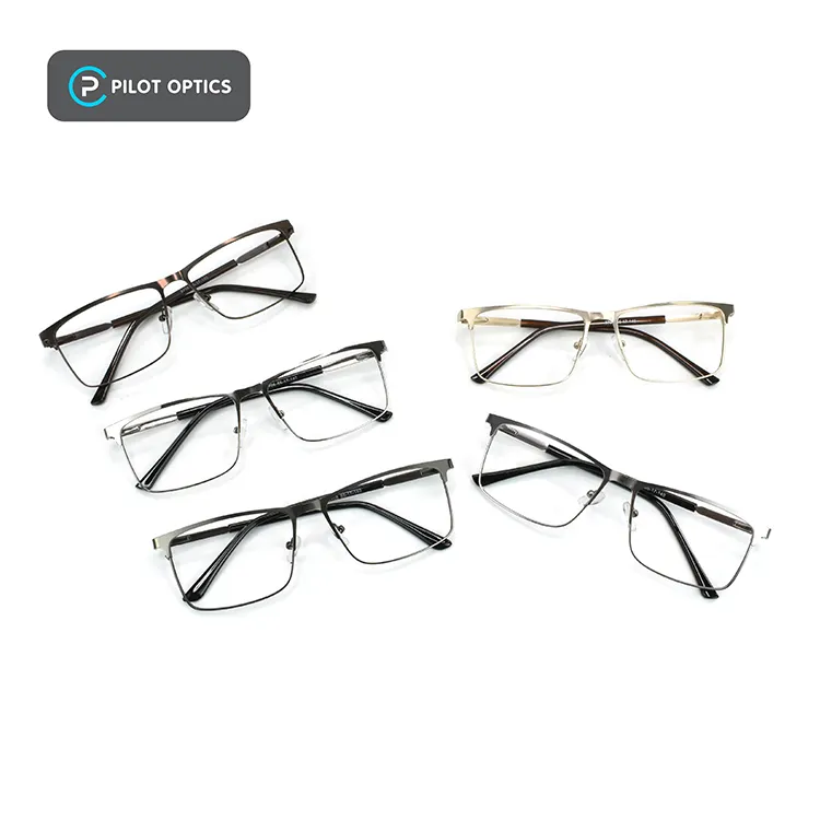 Pilot Optics Fashion Cheap Square New High quality Designer Brand Metal Wholesale Eyeglasses River Optical Frame For Men