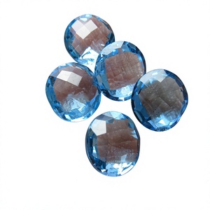 Topacio Azul Suizo Natural de Tamaño Personalizado, Corte Briolette de 8mm, Facetado y Redondo, Gema Suelta para la Fabricación de Colgantes y Pendientes, Venta al Por Mayor - Product Image 1