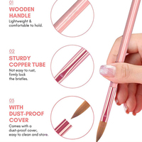 Kit de pinceaux à ongles en gel cristal portables, 3 tailles, manche en bois, logo personnalisé, outils de manucure de qualité supérieure pour salon et création d'ongles à domicile