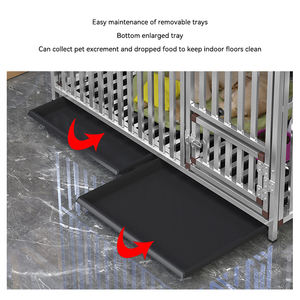 MOFESIPI büyük paslanmaz çelik ahşap köpek sandık mobilya köpek kafesi ile kolay çıkarılabilir tepsi kapalı Pet Kennels yan masa - Product Image 4