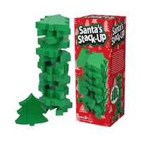 Blocs en bois avec logo personnalisé, jeu à empiler, tour de culbutage, équilibre, décor de Noël, arbre, fête de famille, jeu de dominos amusant