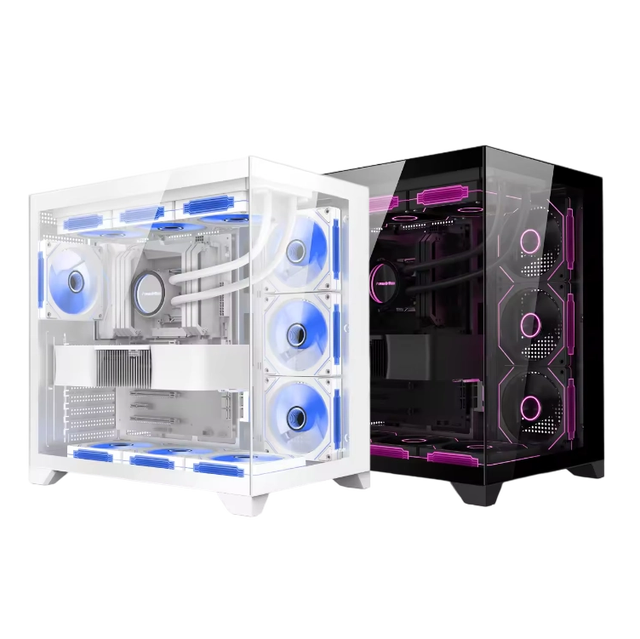 Gamer-X New Design Steel ATX Full Tower PC CPU Cabinet Case MicroATX ITX Chassis Side Panel Window Gaming Computer Power Supply
