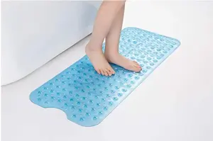 Newest Design Extra Long 40*16inch Pvc Bathtub Non Slip Shower Bath Mat With Suction Cups