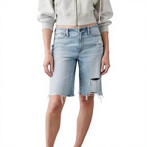 Women's <b>High</b> Waist Denim Shorts Custom Stretch Jean Shorts Casual Summer Fashion OEM ODM Private Label Manufacturer - Product Image 4