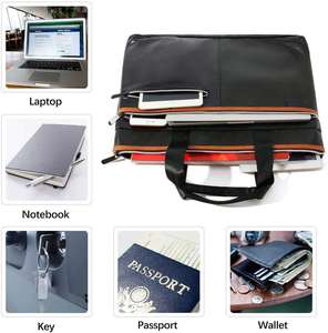 CUSTOM Men's Fireproof Briefcase Portable Handle Large Capacity File Document Bag Two-Layer Zippers Patterned <b>Folder</b> Filing - Product Image 5
