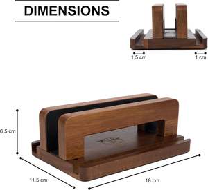 Soporte vertical de madera de <span class=keywords><strong>acacia</strong></span> para portátil, soporte ajustable de madera para portátil, base antideslizante para portátil compatible con portátiles Apple, IPad - Product Image 6