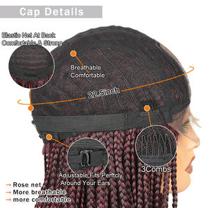 Perruque Lace Front pour Femme, Style Tresses Courtes Tressées au Maïs, Marron Foncé, Adaptée aux Femmes Noires - Product Image 5